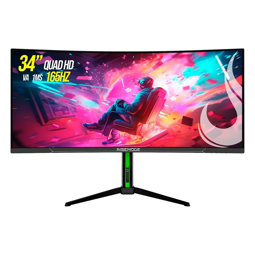 Monitor Gamer Rise Mode 34" QHD 165Hz VA Curvo - RM-MOG-34C1652K-B - Imagem 1