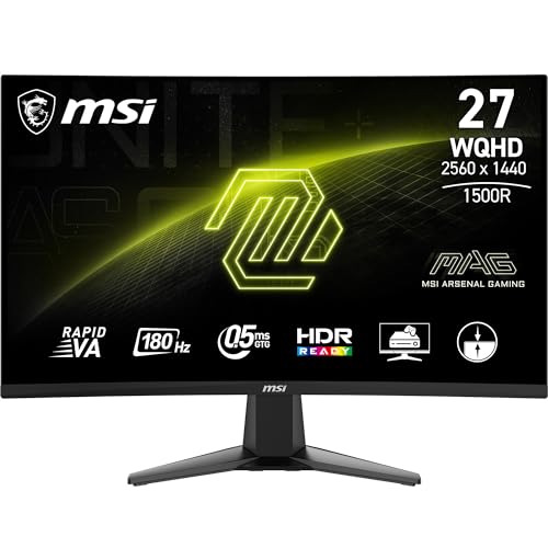 Monitor Gamer MSI MAG 27" QHD 180Hz VA Curvo - 27CQ6F